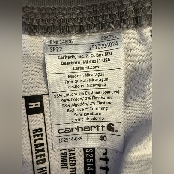 Carhartt Men’s Gray Rugged Flex Relaxed Fit Canvas Work Shorts - Size 40 - Picture 8 of 9